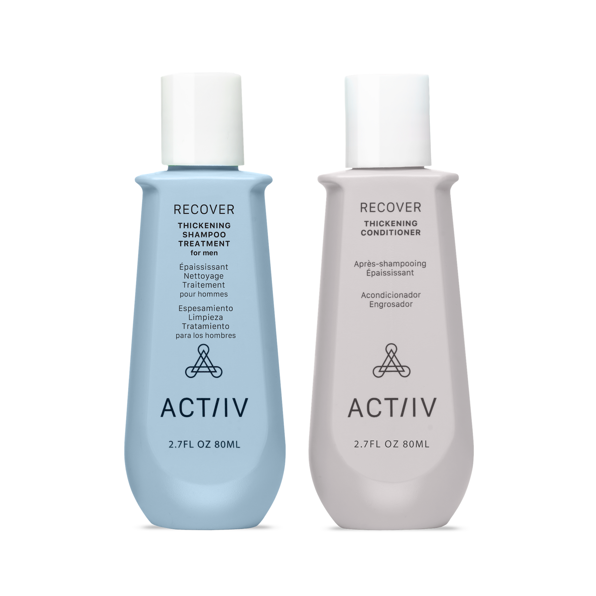 Actiiv 2.7oz Recover for Hair Loss Men Shampoo and Conditioner Bottles