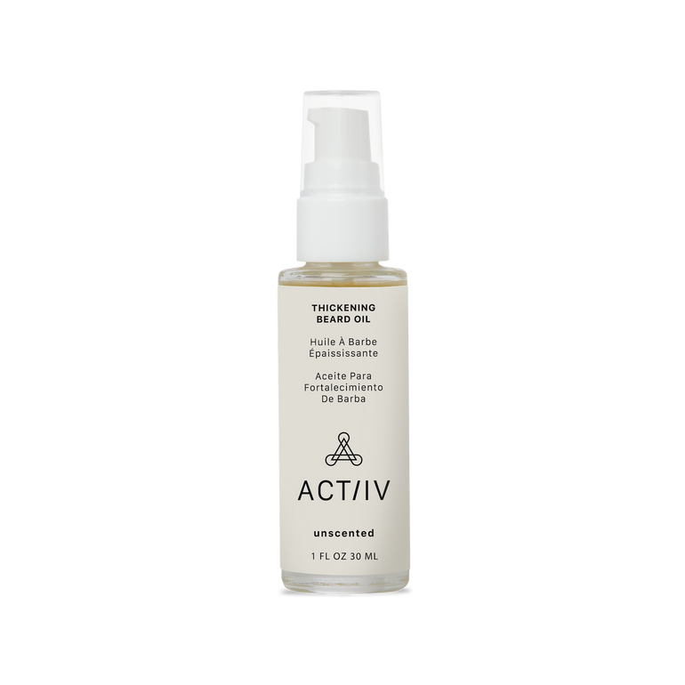 Thickening Beard Oil unscented by ACT/IV in a spray bottle for fuller, softer beards, 1 fl oz.