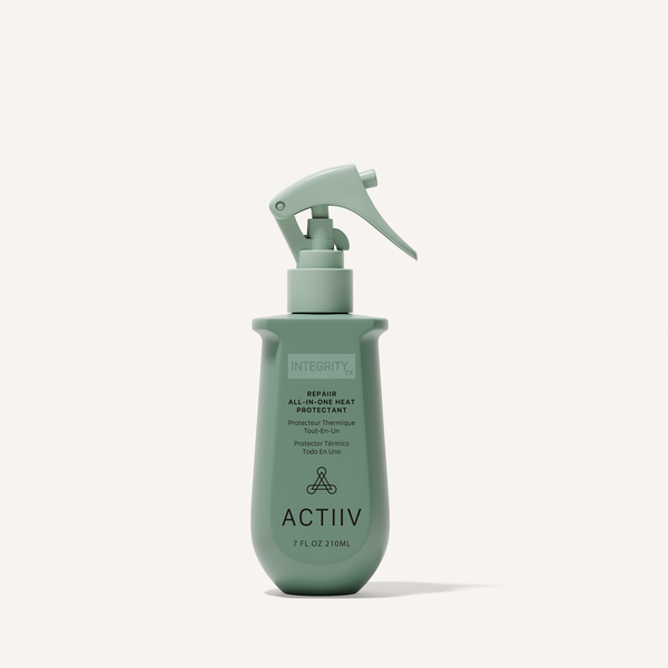 ACTIIV Integrity Rx Repair All-In-One Heat Protectant 7 oz spray for heat protection, frizz control, and smoother, healthier-looking hair.