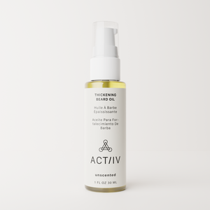 Thickening Beard Oil unscented by ACT/IV in a spray bottle for fuller, softer beards, 1 fl oz.