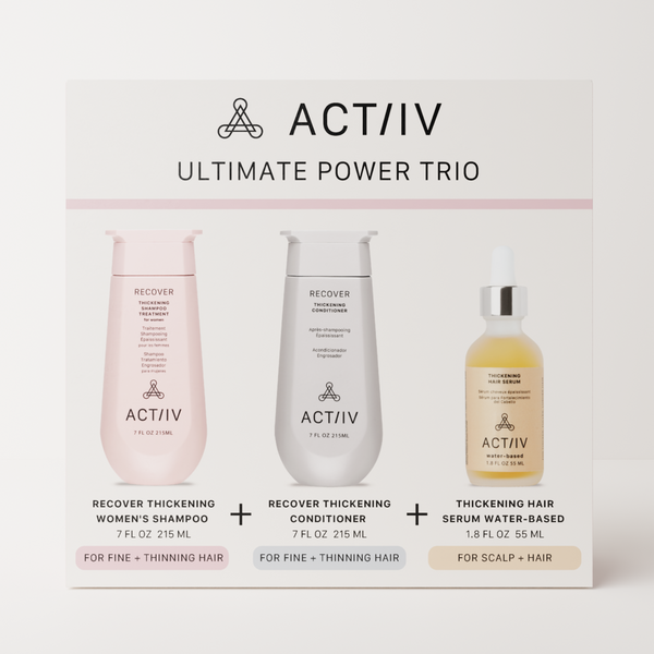 actiiv women's power trio with recover thickening shampoo and conditioner and thickening hair serum