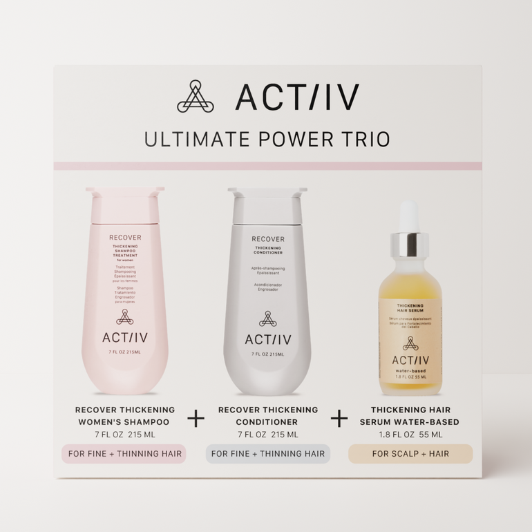 actiiv women's power trio with recover thickening shampoo and conditioner and thickening hair serum