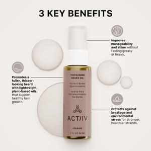 key benefits for ACTIIV classic scented thickening beard oil