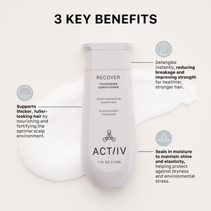 ACTIIV Recover Thickening Conditioner bottle with key benefits on a white background