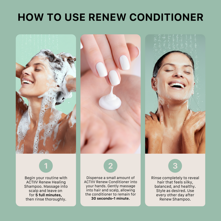 Instructions on how to use Renew Conditioner with images and text.