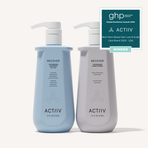 ACTIIV Recover Men's Thickening Shampoo and Conditioner Duo, 16 oz salon size, plant-based hair care for thinning hair, fuller-looking hair, and healthy scalp, Global Excellence Award Winner.