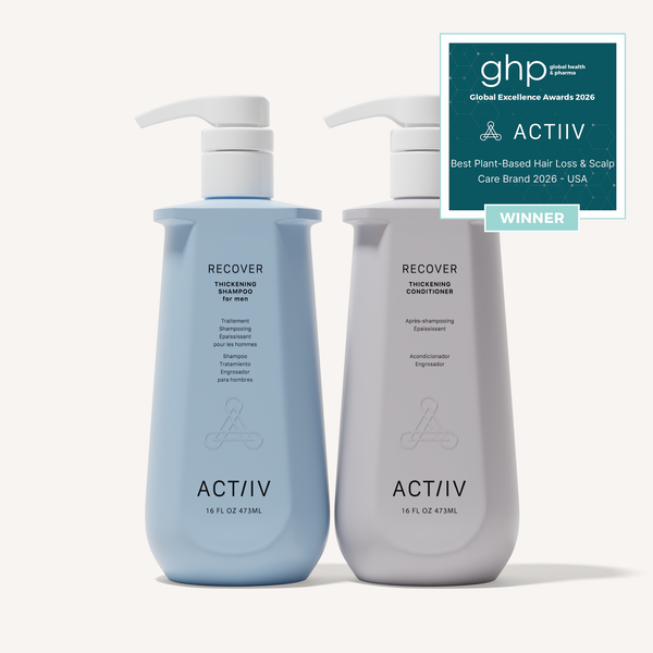 ACTIIV Recover Men's Thickening Shampoo and Conditioner Duo, 16 oz salon size, plant-based hair care for thinning hair, fuller-looking hair, and healthy scalp, Global Excellence Award Winner.