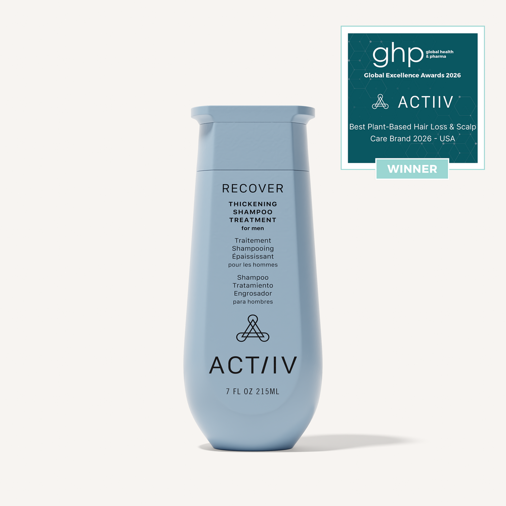 ACTIIV Recover Men's Thickening Shampoo Treatment, 7 oz plant-based shampoo for thinning hair that supports fuller-looking hair and a healthy scalp, Global Excellence Award Winner.