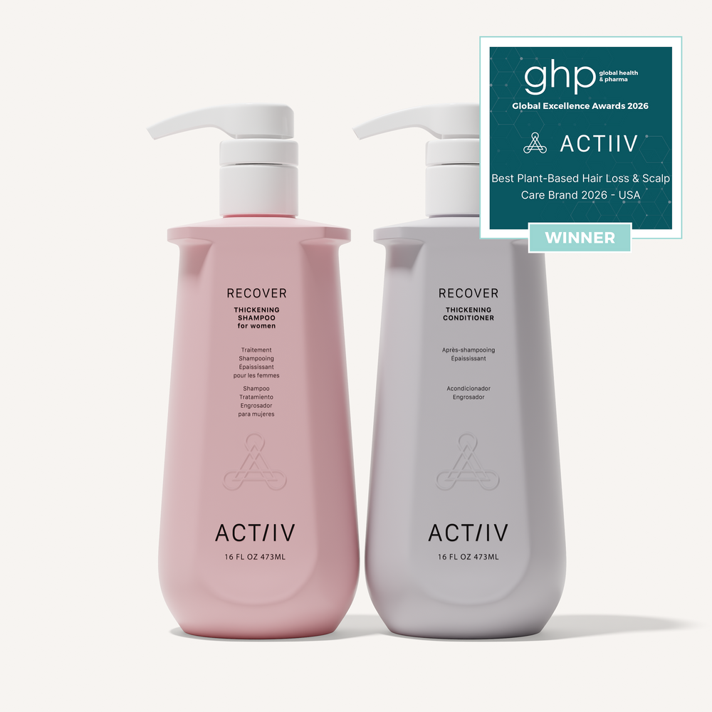 ACTIIV Recover Women's Thickening Shampoo and Conditioner Duo, 16 oz salon size, plant-based hair care for fine, thinning hair, fuller-looking hair, and healthy scalp, Global Excellence Award Winner.