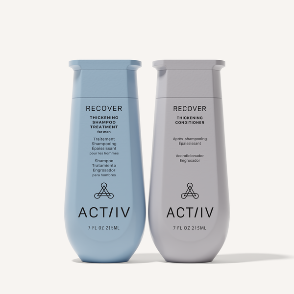 ACTIIV Recover Thickening Shampoo Treatment for Men and Thickening Conditioner duo, plant-based hair care system for visibly fuller, thicker-looking hair, 7 oz bottles