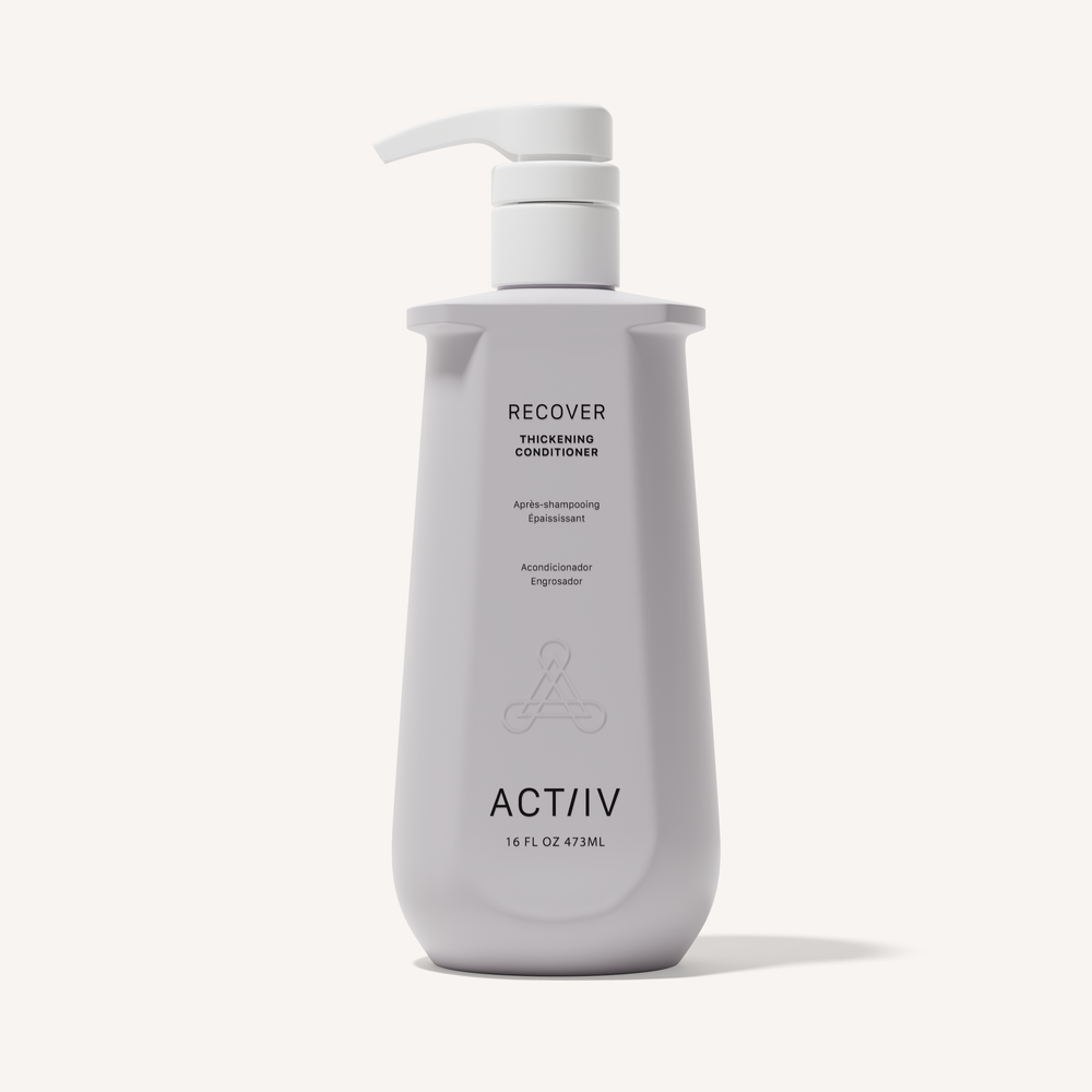 ACTIIV Recover Thickening Conditioner 16 oz in grey bottle, lightweight plant-based conditioner for fine and thinning hair