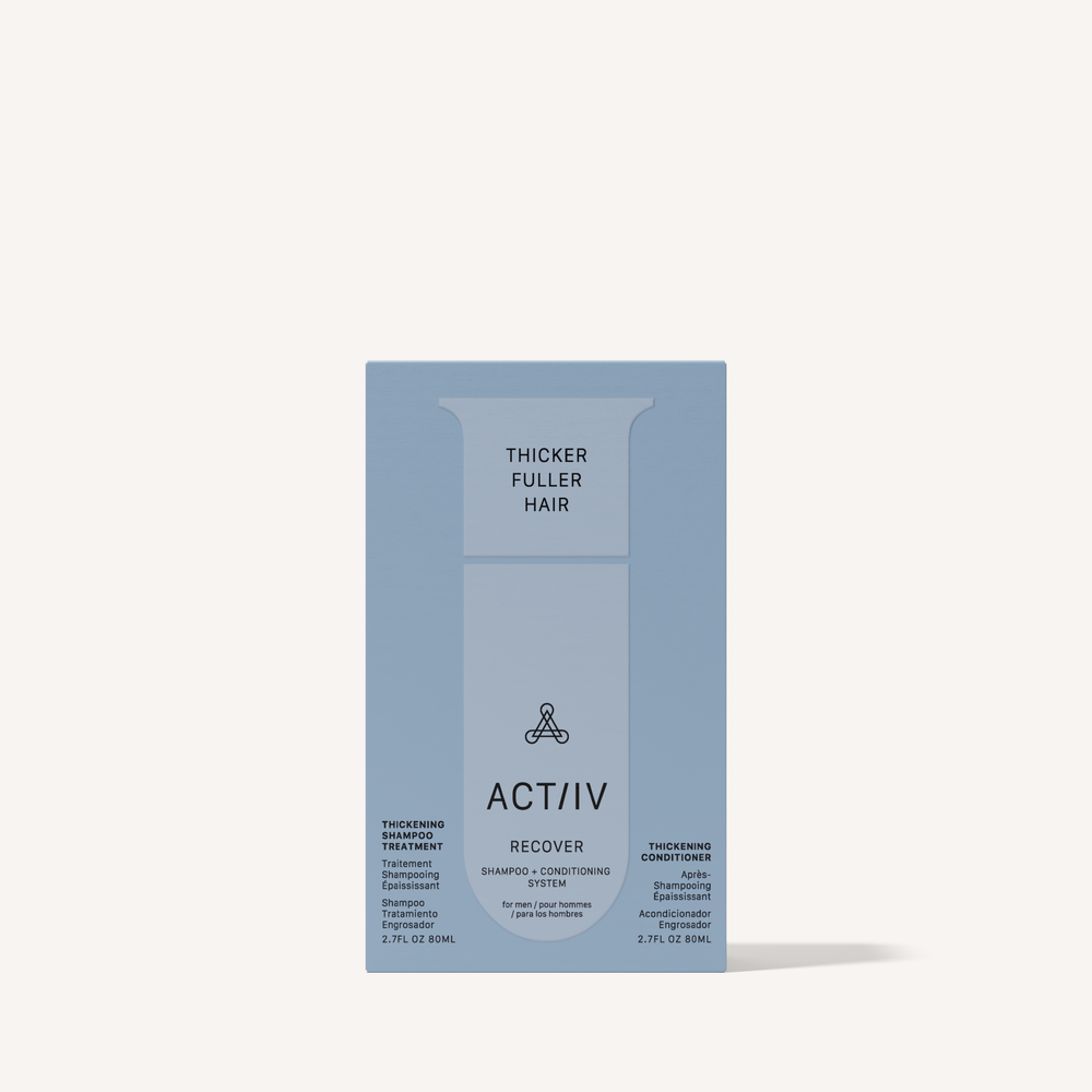ACTIIV Recover men’s thickening shampoo and conditioner travel set for fine or thinning hair care