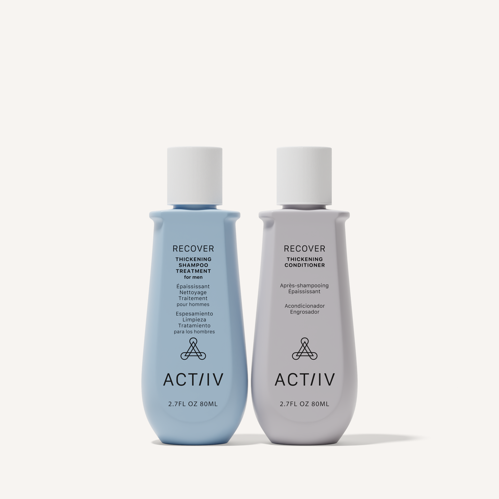 ACTIIV Recover men’s thickening shampoo and conditioner travel set for fine or thinning hair care