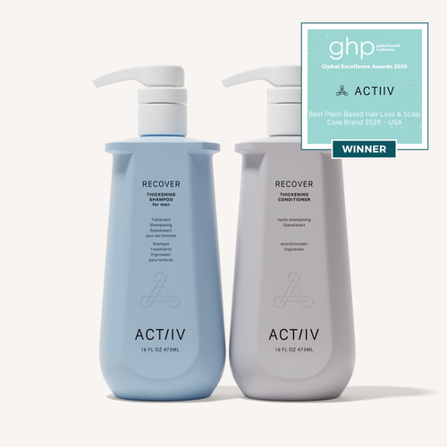 ACTIIV Recover Men's Thickening Shampoo and Conditioner Duo, 16 oz salon size, plant-based hair care for thinning hair, fuller-looking hair, and healthy scalp, Global Excellence Award Winner.