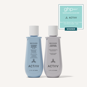 ACTIIV Recover Men's Travel Size Thickening Shampoo and Conditioner Duo, 2.7 oz plant-based hair care for thinning hair and healthy-looking scalp, Global Excellence Award Winner.