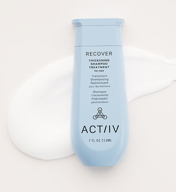 ACTIIV Recover Thickening Shampoo Treatment for Men bottle with creamy shampoo texture