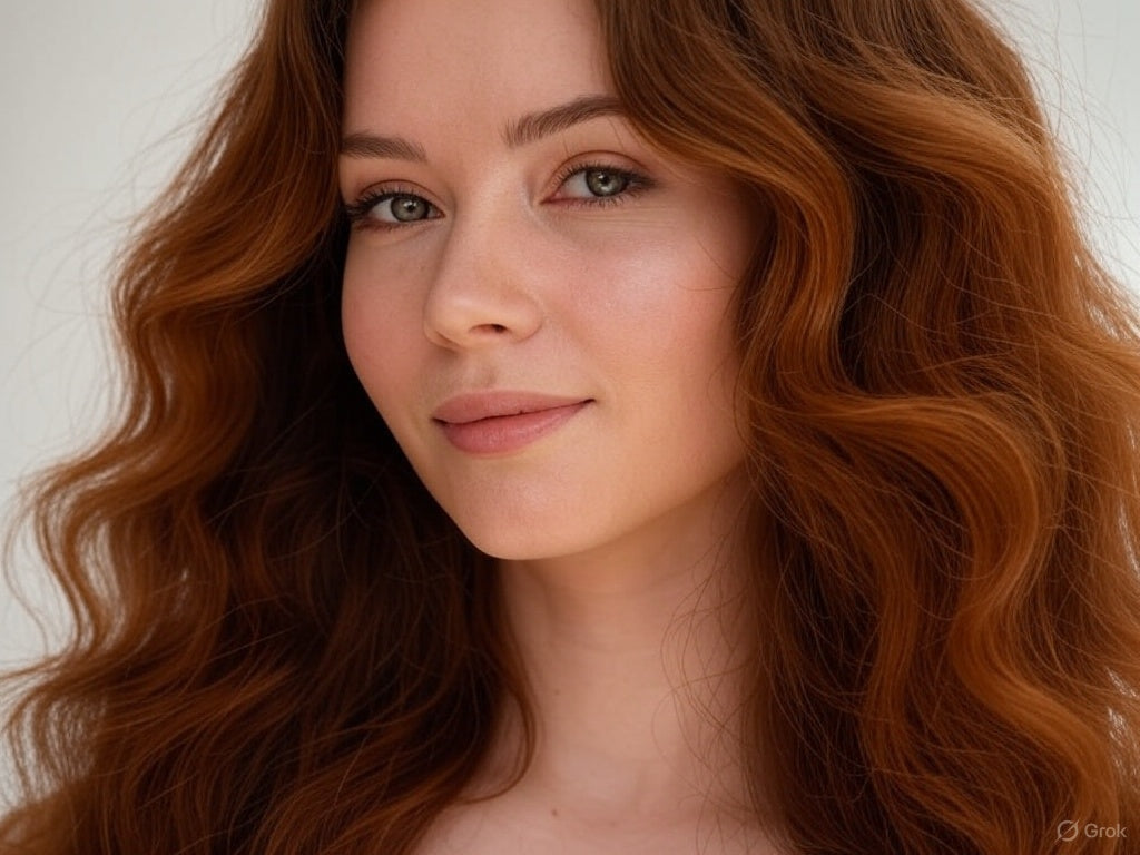 Lifestyle portrait of a woman with long, healthy-looking hair, representing the appearance of smoothness, fullness, and vitality supported by a scalp-focused hair care routine.
