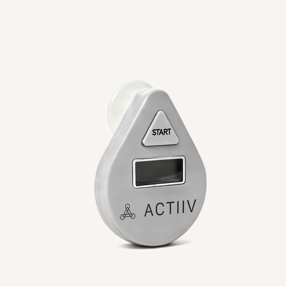 ACTIIV hair treatment timer device for tracking shampoo treatment time and optimizing scalp care routine
