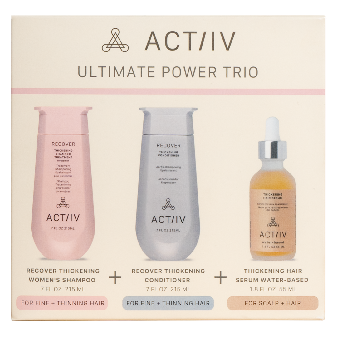 actiiv women's power trio with recover thickening shampoo and conditioner and thickening hair serum