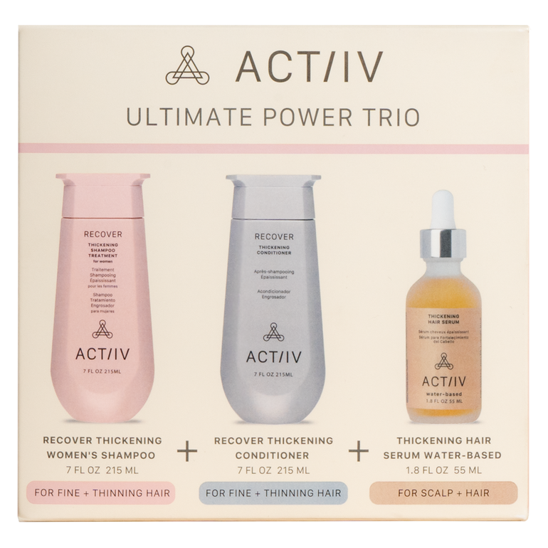 actiiv women's power trio with recover thickening shampoo and conditioner and thickening hair serum