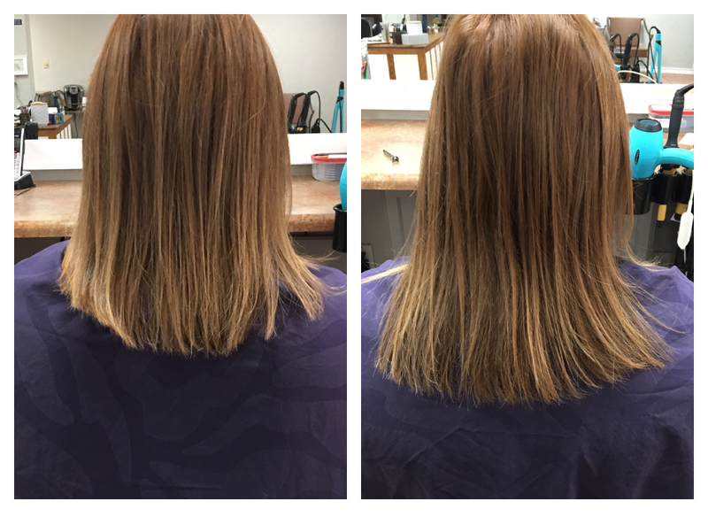 Before and After showing faster hair growth and healthier hair after using Actiiv Renew Shampoo and Conditioner for 11 weeks