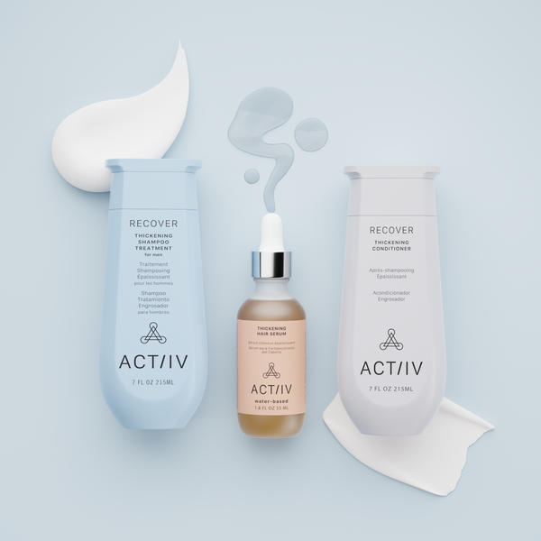 ACTIIV Recover thickening shampoo and conditioner for men with water-based thickening hair serum